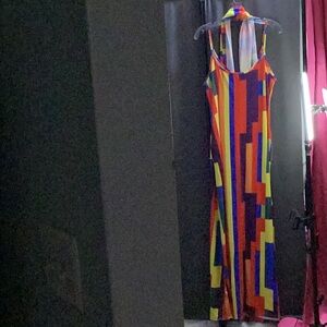 Rainbow plus size dress #82